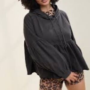 Aerie oversized popover peplum hoodie sweatshirt in 100% cotton